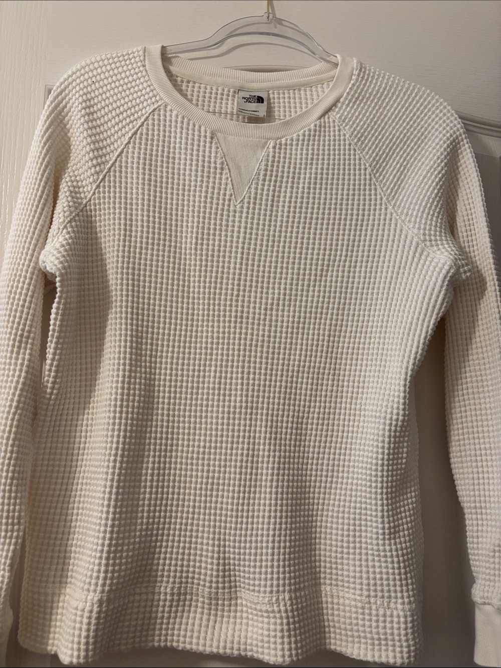 The North Face Women’s Cream Waffle-Knit Crew Sweater size large